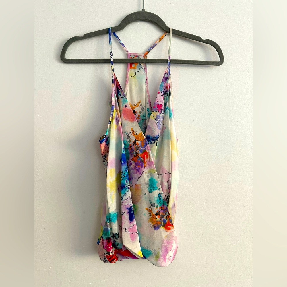 Watercolor, silk racer back top